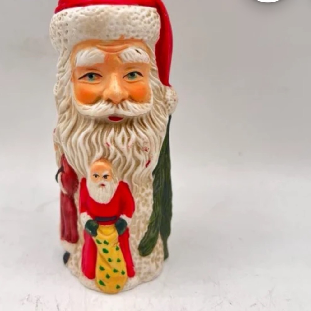 Vintage Old World Santa Claus Candle Holders x2